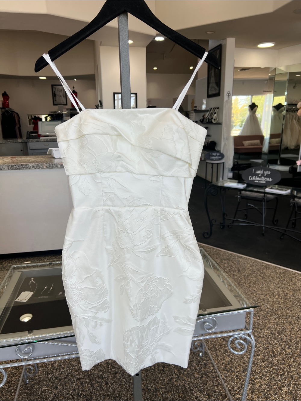 Floral Jacquard Strapless Mini Dress